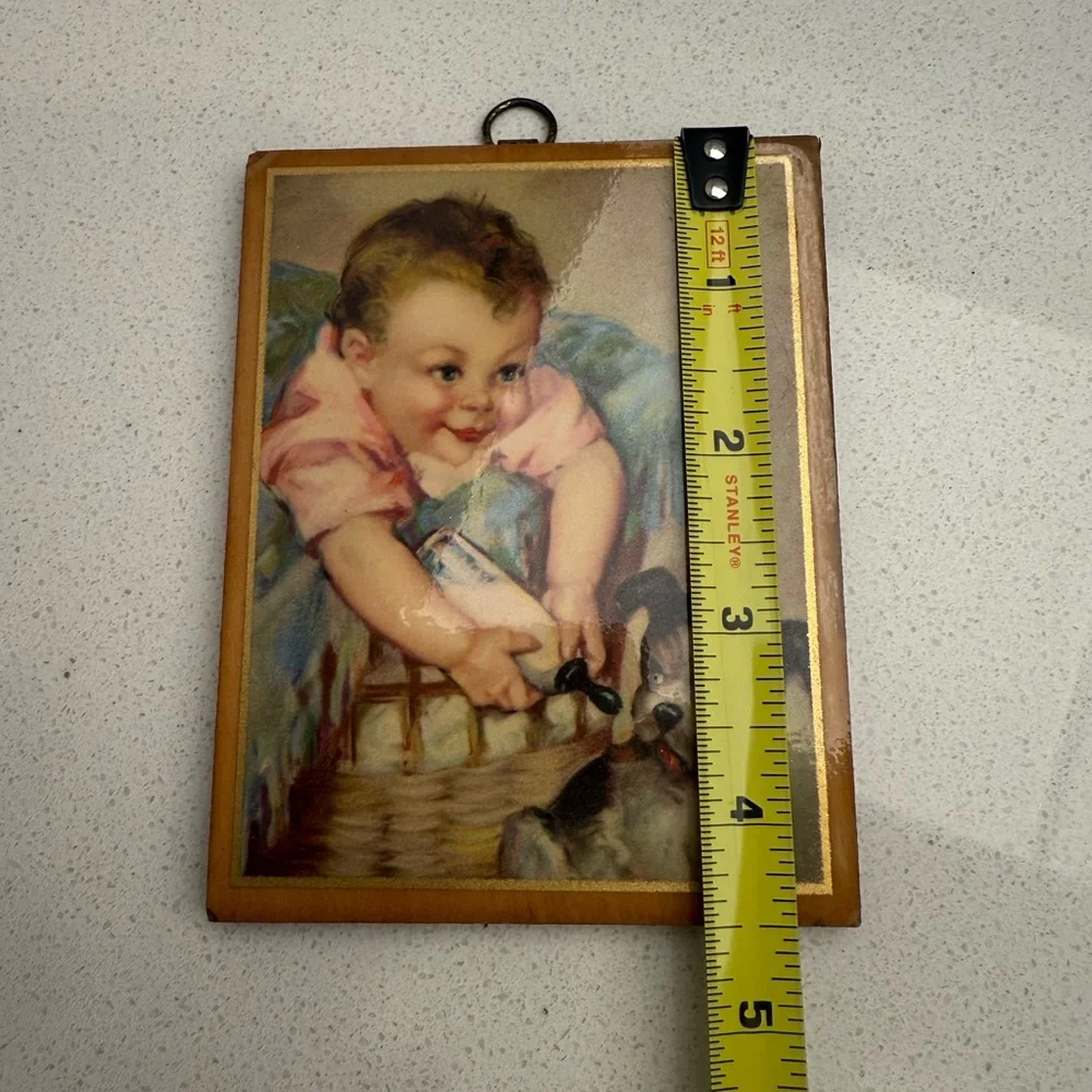 Vintage Picture Laurette Patten 1930s 1940s Baby Bottle Puppy Wall Art Nursery - Picture 12 of 12